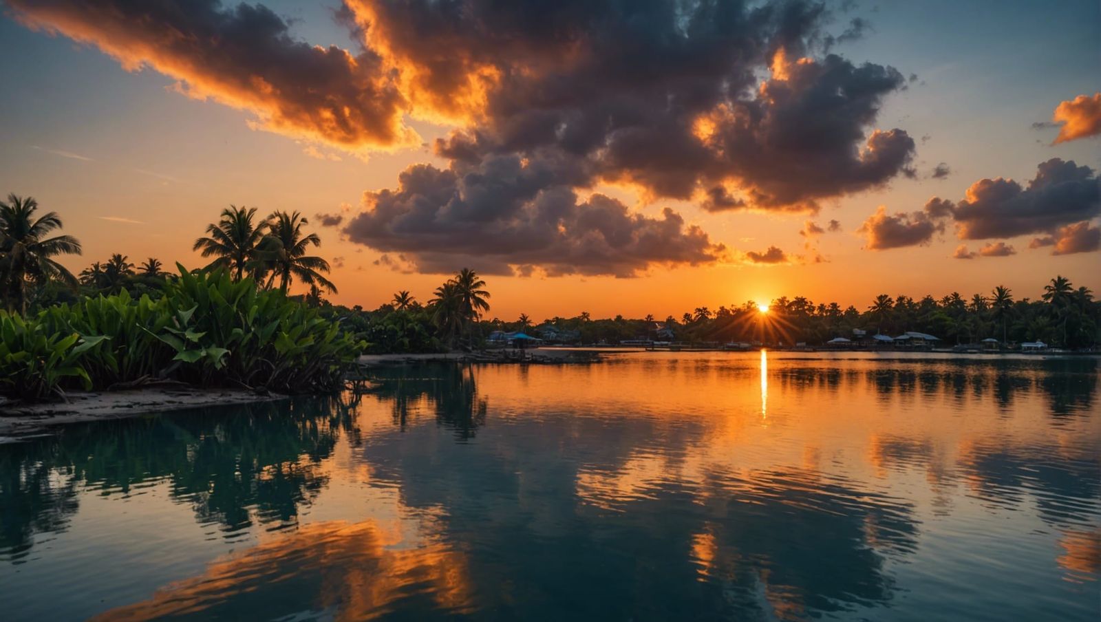 Hyperrealistic Sunset Over a Lagoon