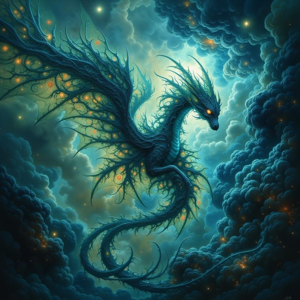 Cosmic Dragon Soaring Through Deep Space