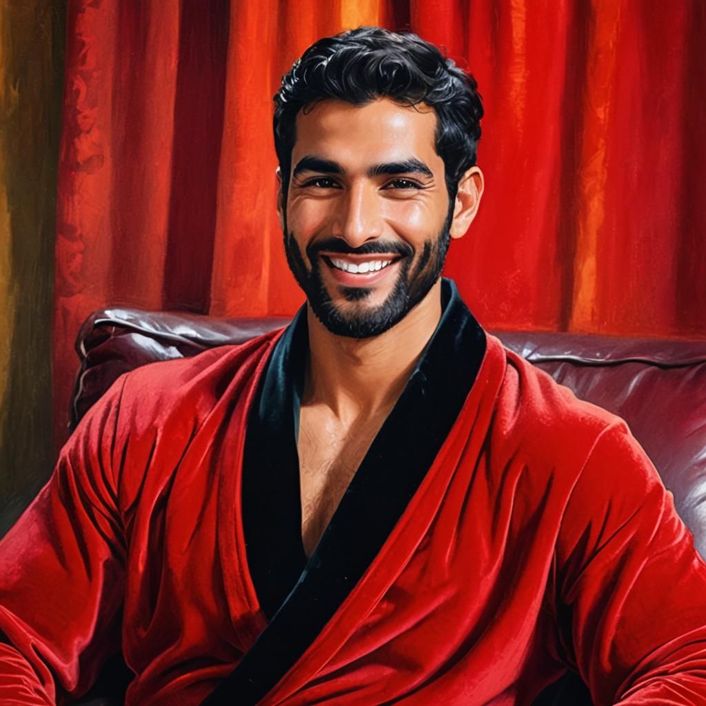 Smiling Man in Red Velvet Robe: Concept Art