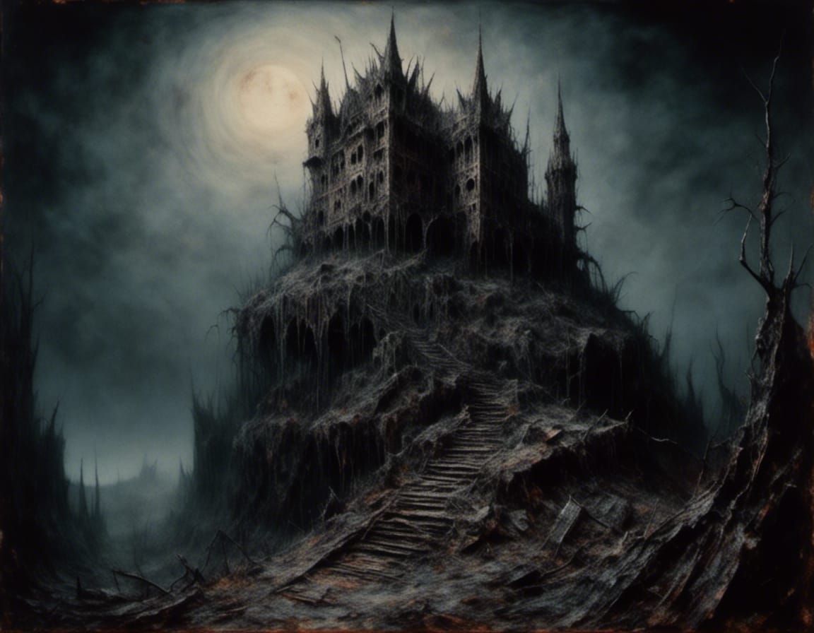 Macabre Castle in Transylvanian Alps Painting