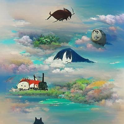 Charming Ghibli-Inspired Scene with Whimsical Characters
