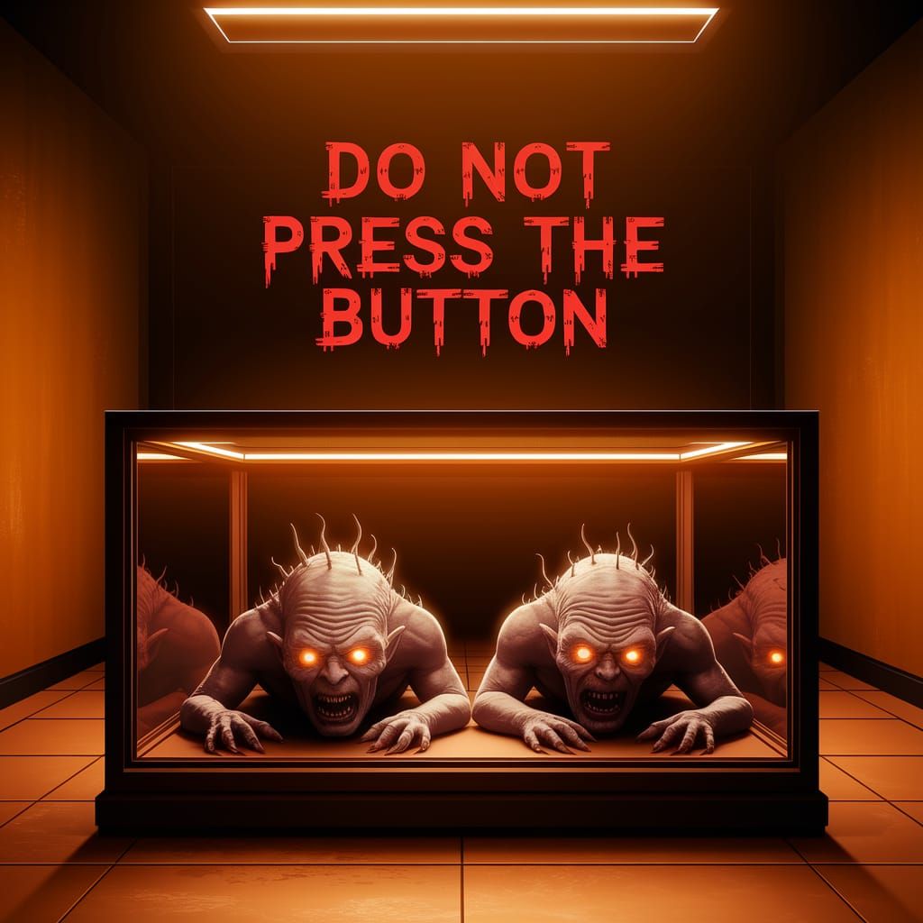 Monsters in Glass Display Case Under Warning