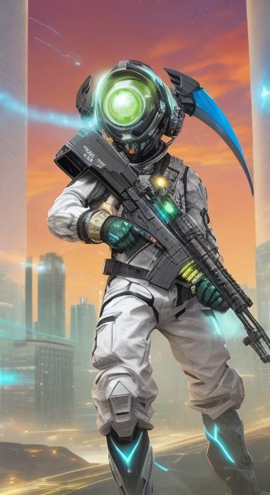 Cyberpunk Alchemist City in the Sky