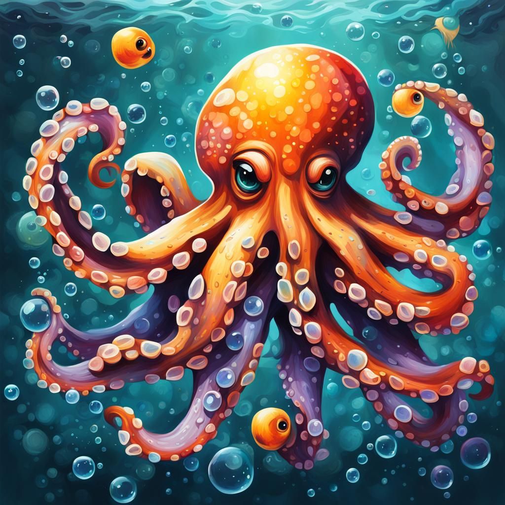 Underwater Octopus in Graffiti Splash Art