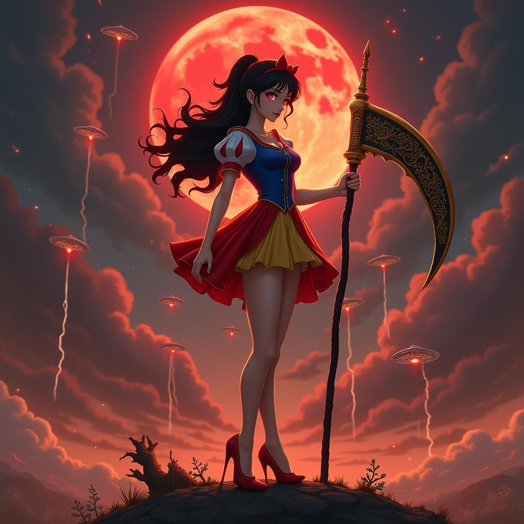 Snow White Anime Portrait Ready for Battle