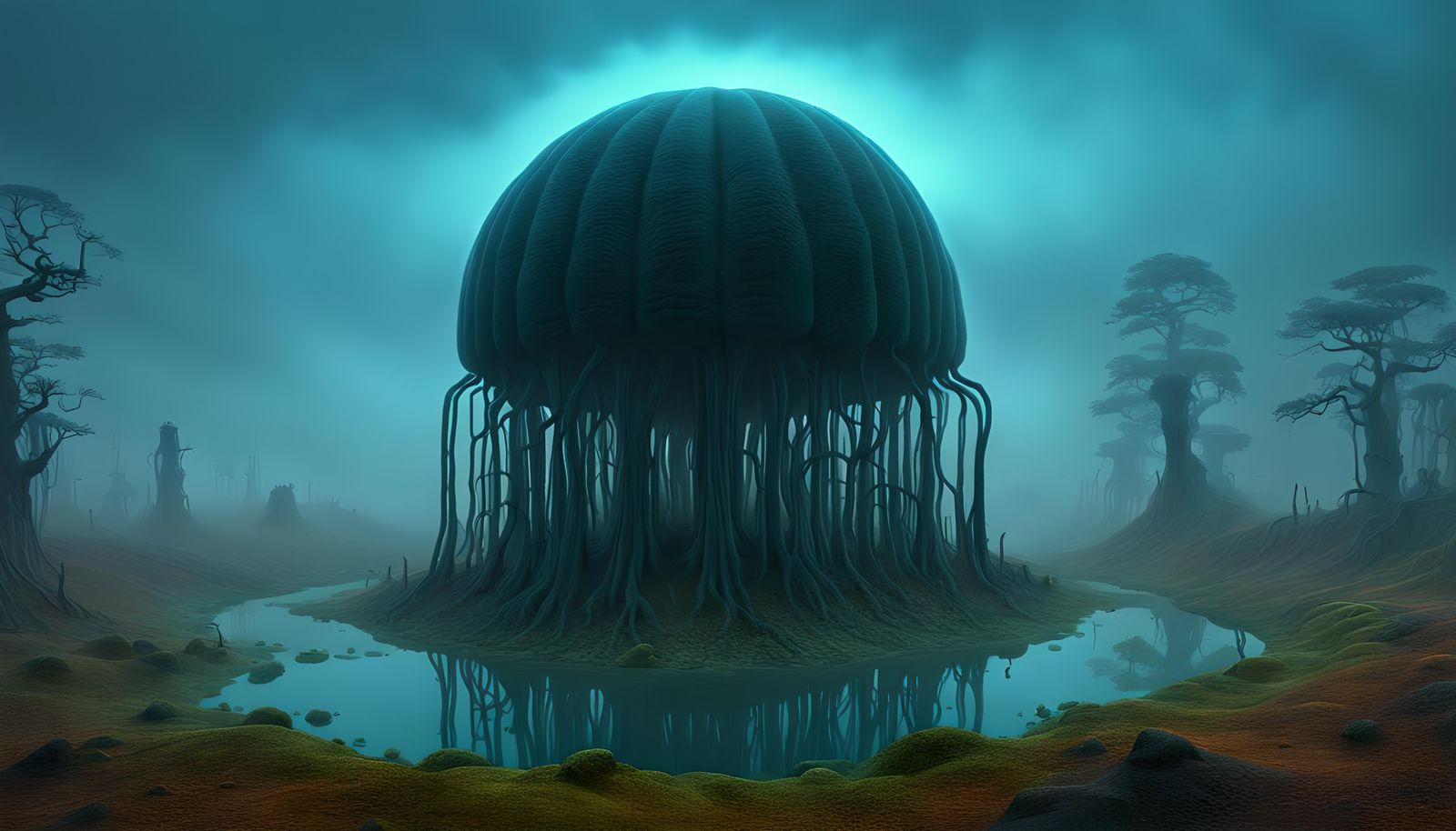 Surreal Jelly Nightmare World in Beksinski Style