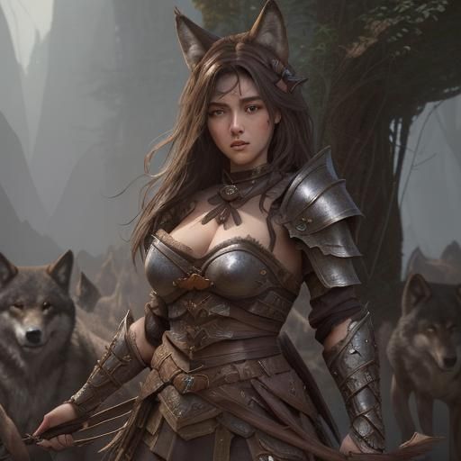 Girl with Wolf Ears, Fantasy Concept Art
