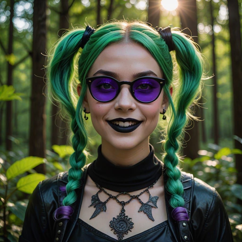 Gothic Dream Girl Waves Hello in Vibrant Colors