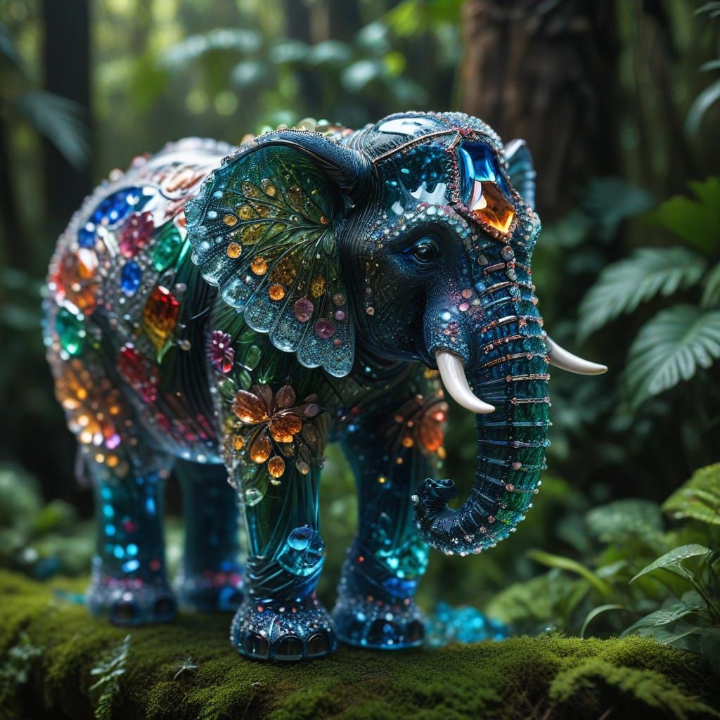 🥉crystal and gemstone elephant