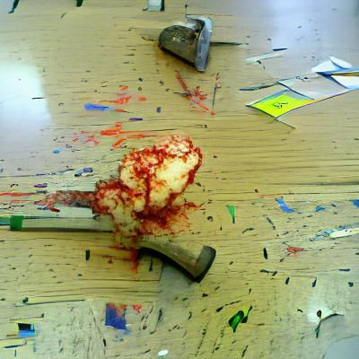 Bloody Hammer in an Art Studio Scene