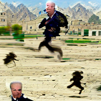 Joe Biden Escapes War Zone: AI Generated Image
