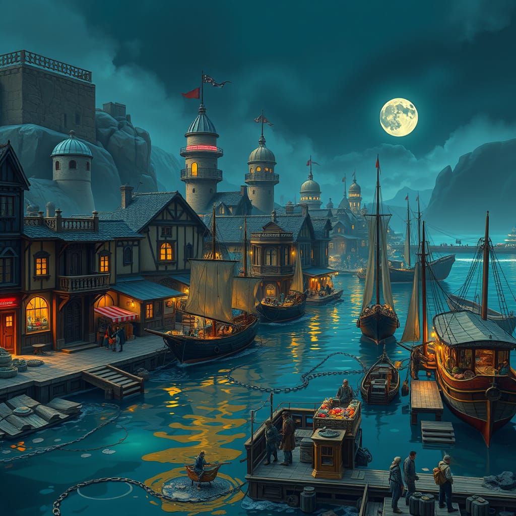 Coastal Trading Hub in Futuristic Urban Style