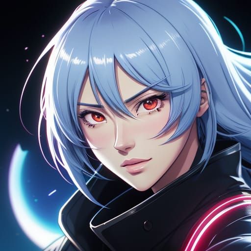 Successful Woman Coding in Vibrant Anime Style