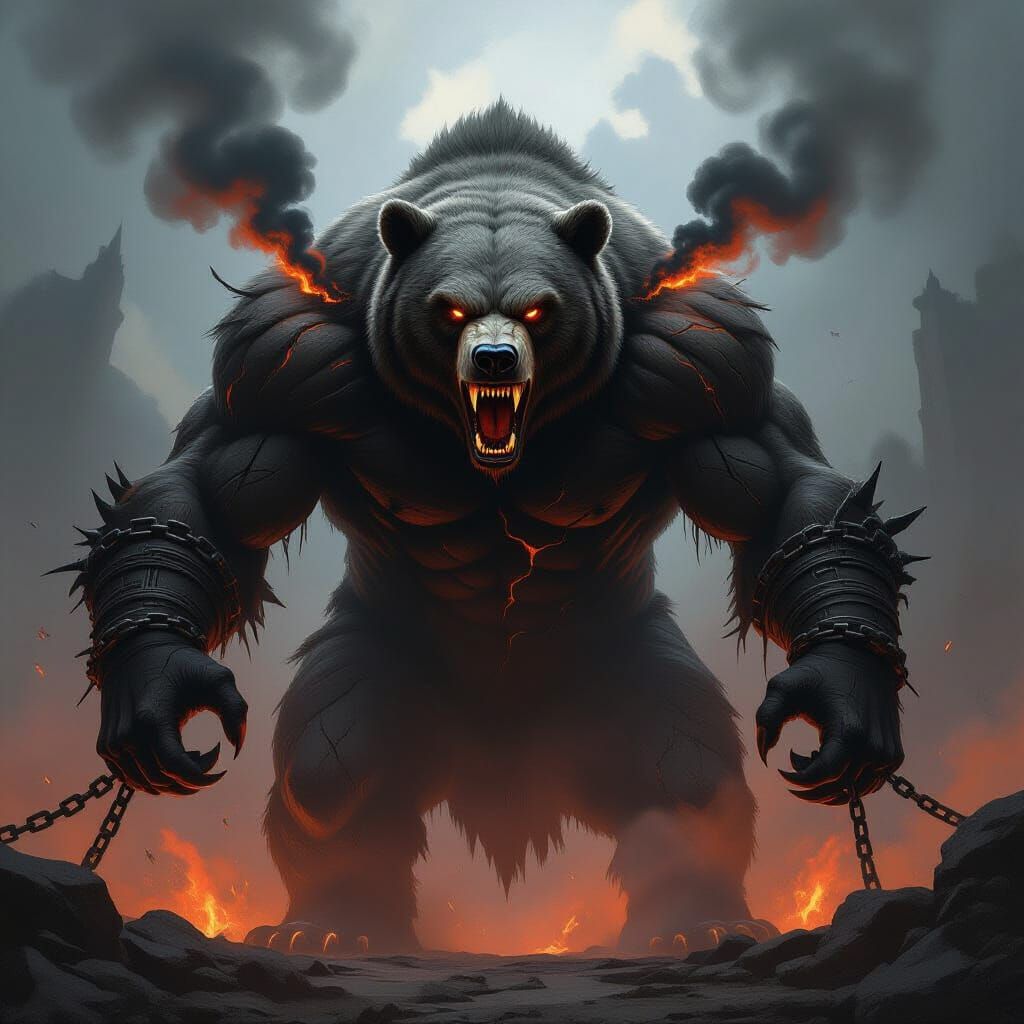 Colossal Demon Bear Escapes Ancient Curse in Dark Fantasy