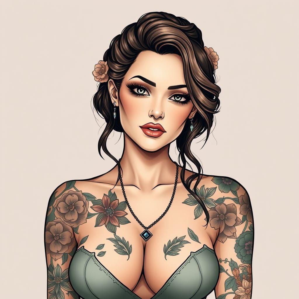 Tattooed Woman in Renaissance Style