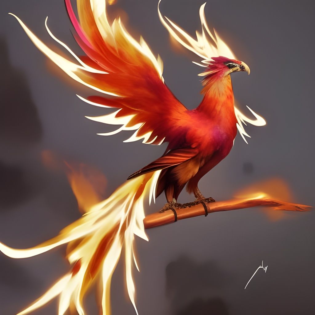 Fiery Phoenix Bird in Flight