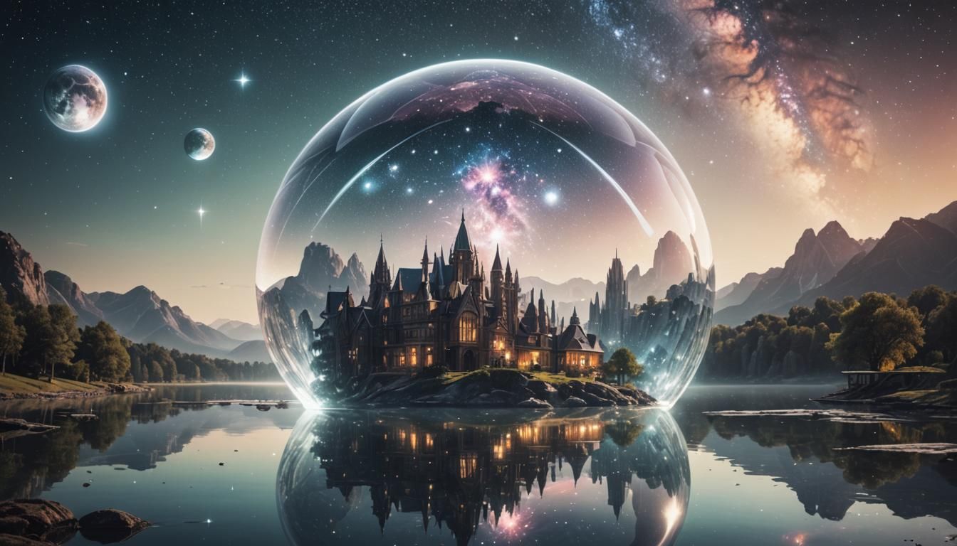 Alien City in Crystal Orb Double Exposure