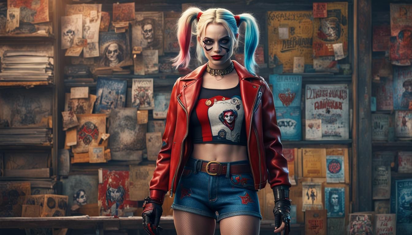 Harley Quinn in Detailed Digital Matte Painting