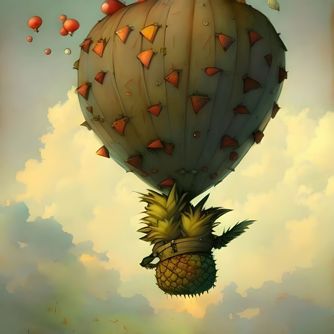 Steampunk Sky with White Clouds, Inspired by Monge