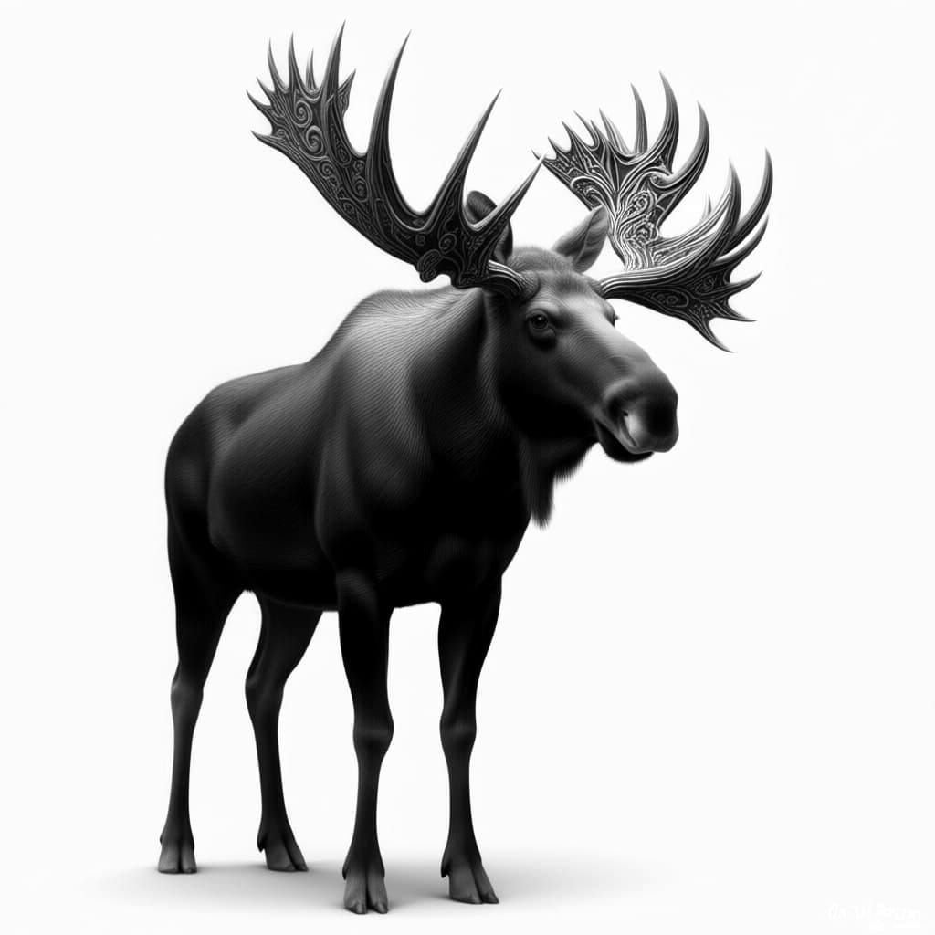 Majestic Moose with Celtic Knot Antlers in Forest Clearing