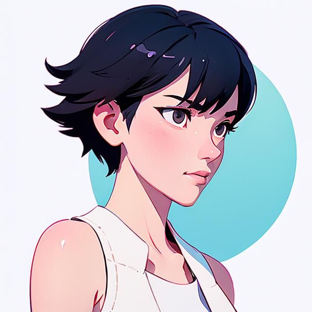 Minimalist Circular Vector Art Female Portrait