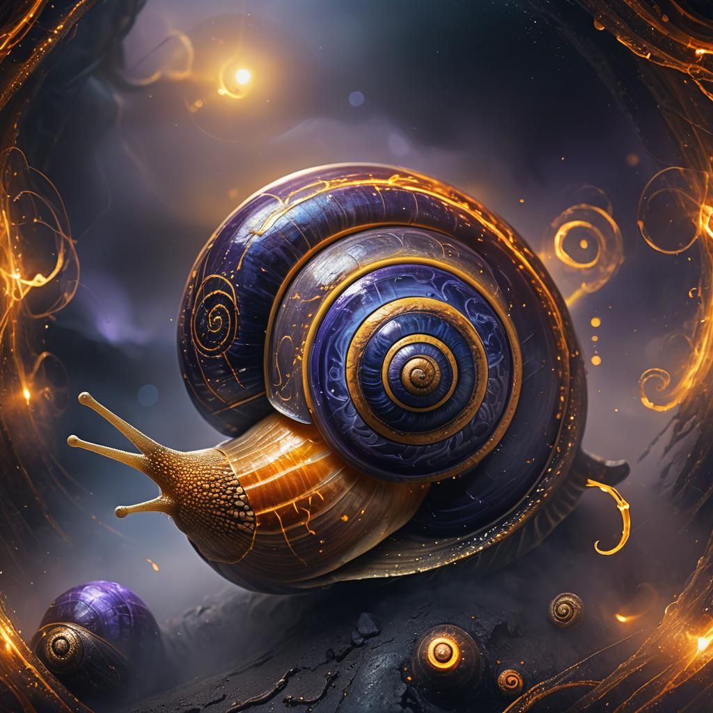 Surreal Snail Shell with Turbo Engine in Fantasy Style