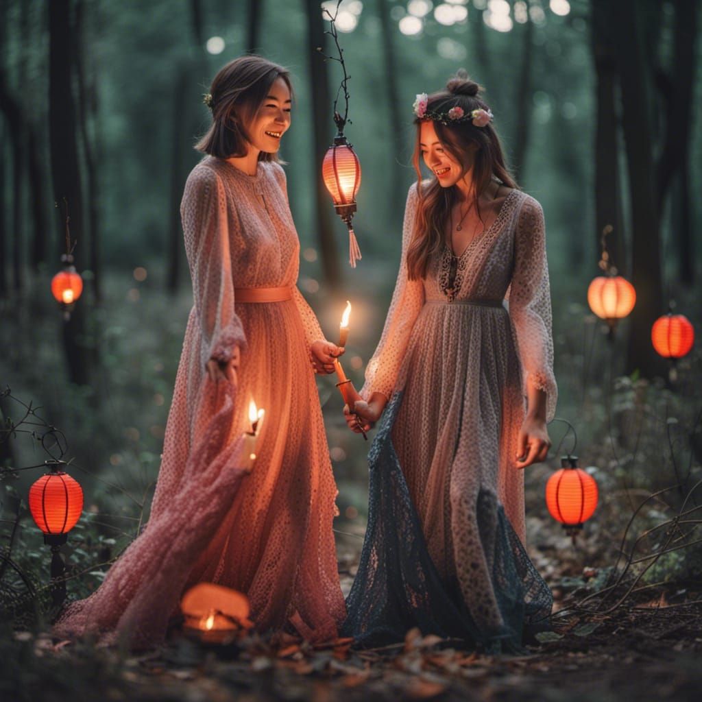 Boho Punk Women in Enchanted Forest