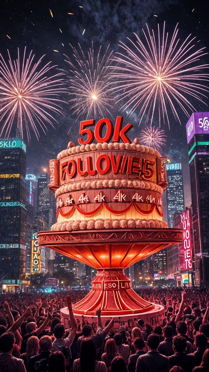 Cake Sculpture: Vibrant City Celebration with Fireworks