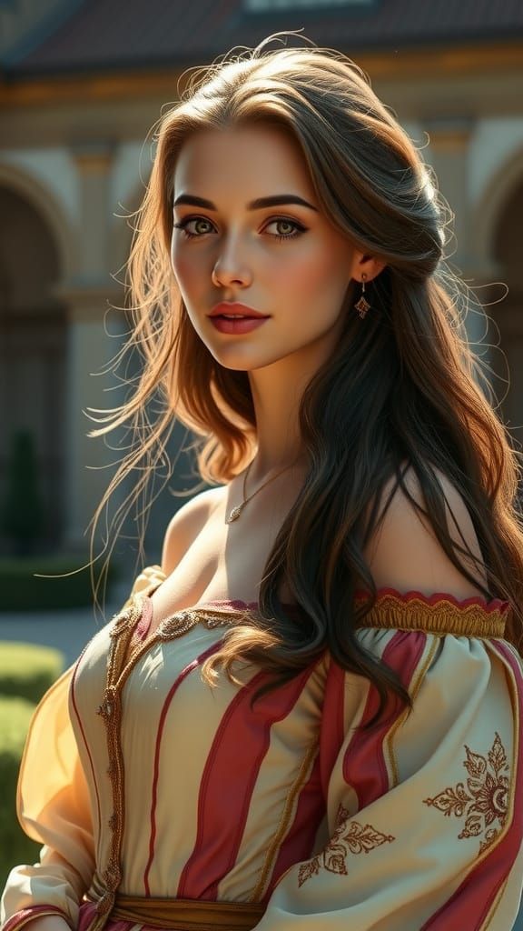 Medieval Fantasy Noblewoman Radiating Charm and Seduction