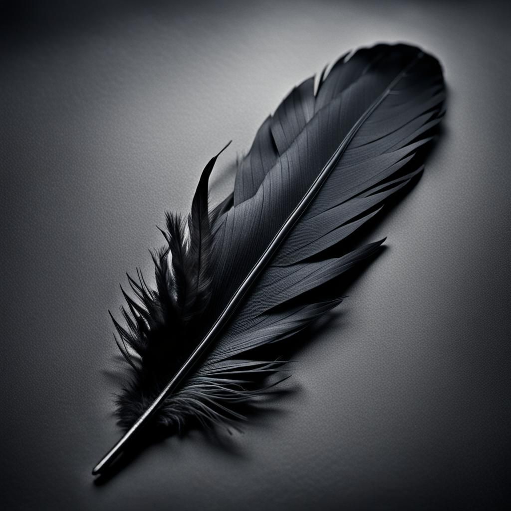 Hyperrealistic Black Feather Macro Photograph