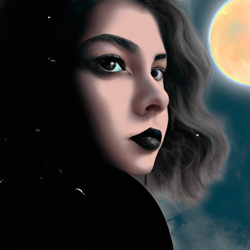 Melancholy Woman in Moonlight: Hyperrealistic Splash Art