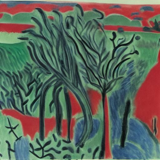 Martian Landscape with Elephant Tails, in Fauvist Style