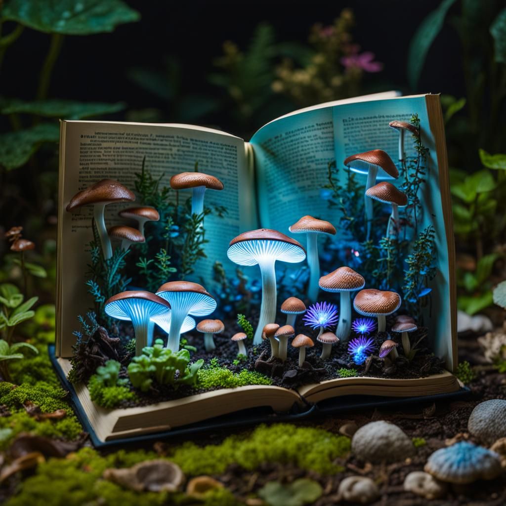 Bioluminescent Garden Escapes from Magical Book