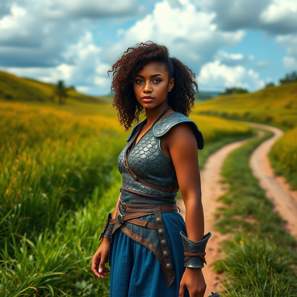 Medieval Fantasy Warrior Contemplates Subtropical Landscape