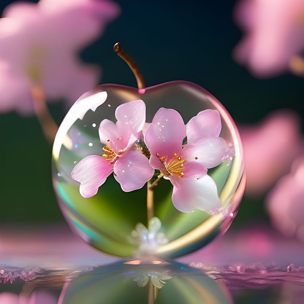Glass apple with apple blossom 🌸🍏