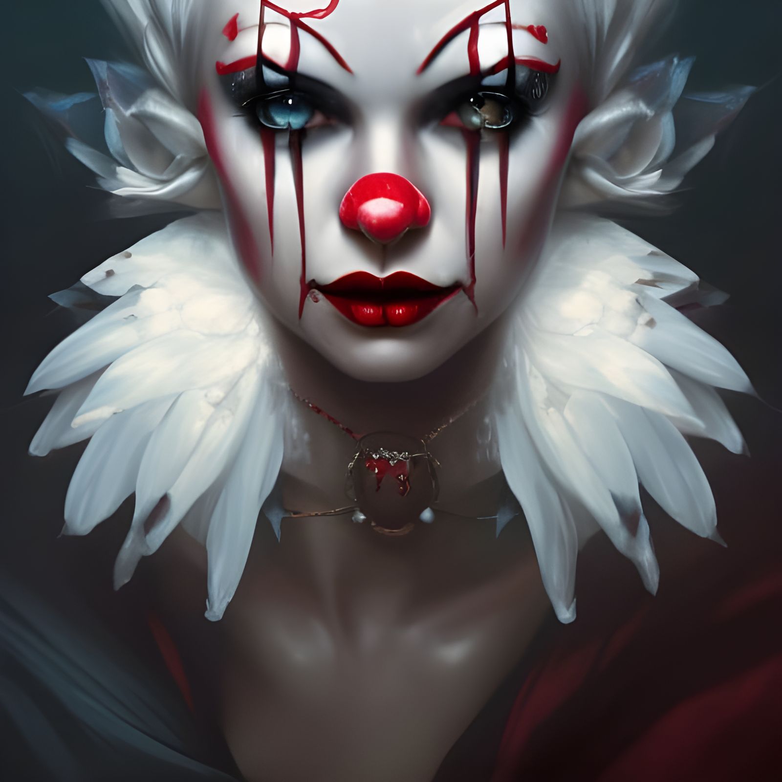 Gothic Clown Portrait with Ice Flowers