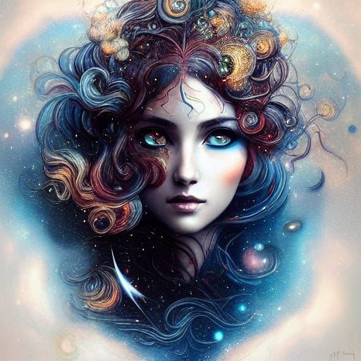 Cosmic Princess in Space: Intricate Art Portrait