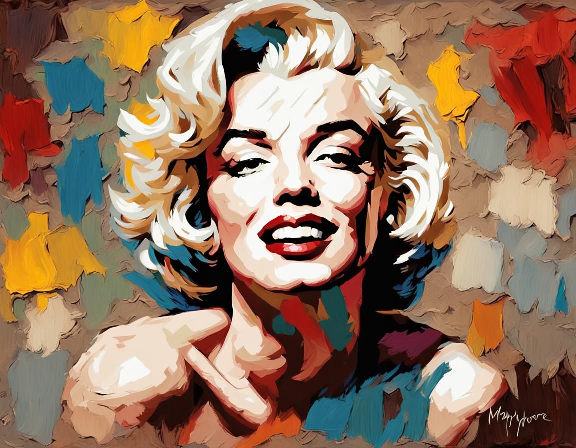 Marilyn Monroe Impasto Oil Painting: Enigmatic Smile