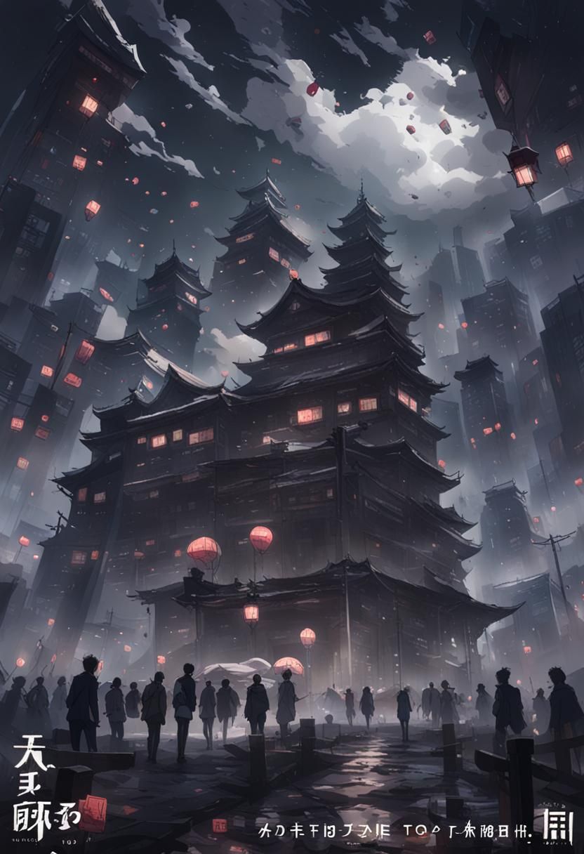 Floating Town of Yunai in Anime Style