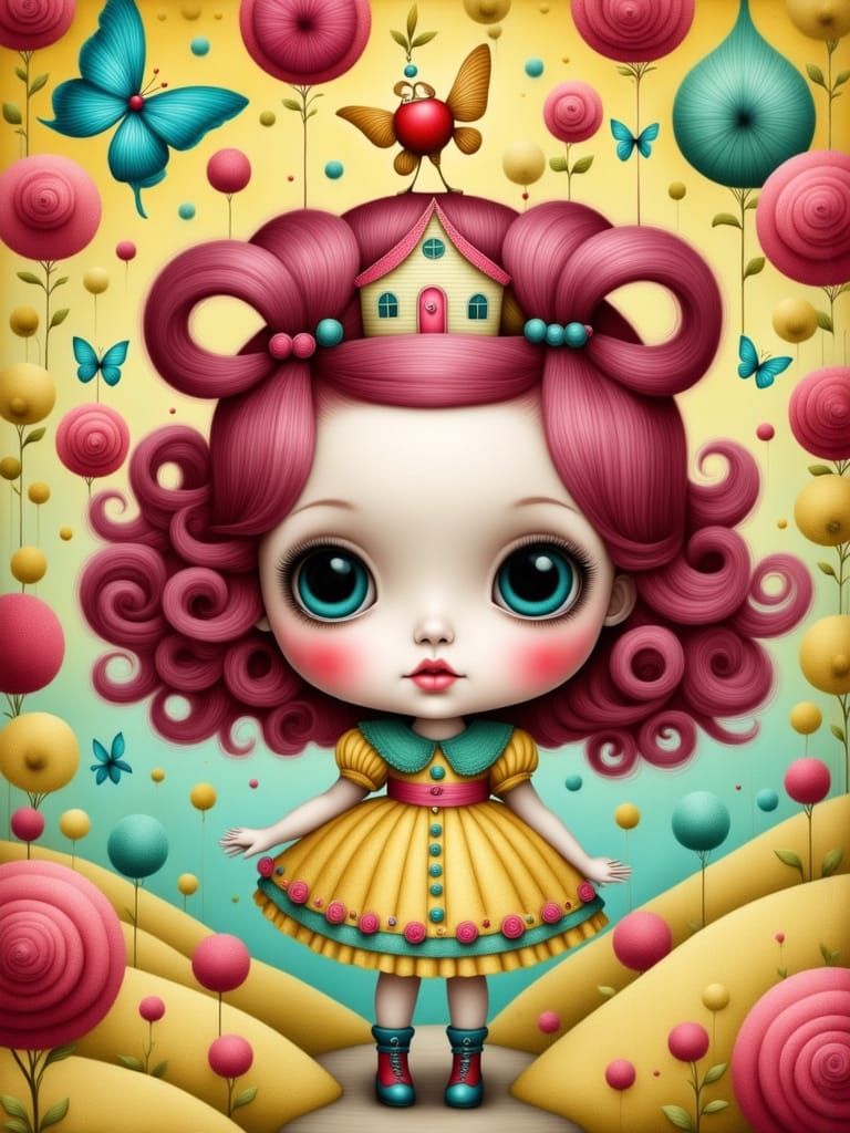 Pop Surreal Chibi Popcorn Creature in Lowbrow Art Style
