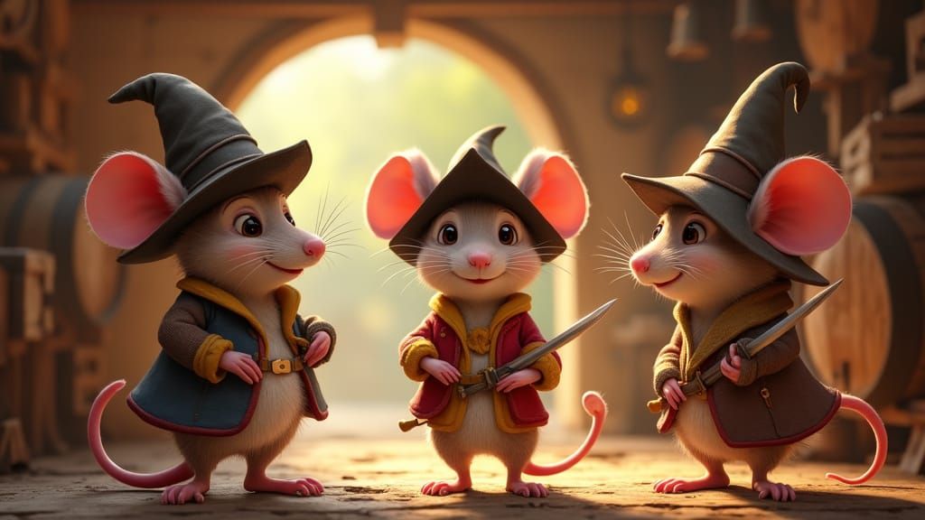 Whimsical Mouse Musketeers in a Charming French Tavern