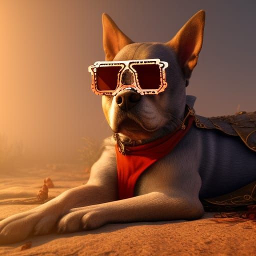 Dog in Sunglasses: Detailed Fantasy Art