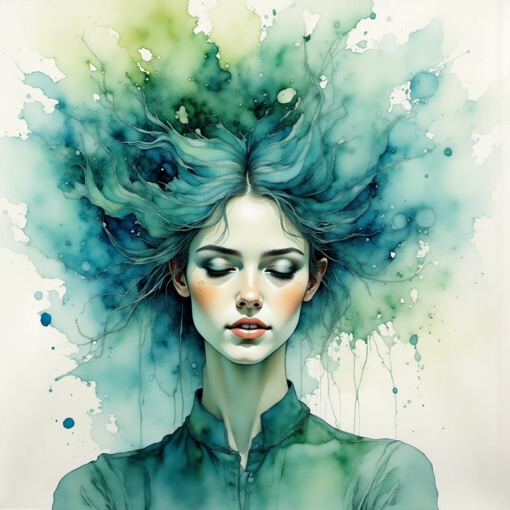 Ethereal Woman Contemplates at a Crossroads