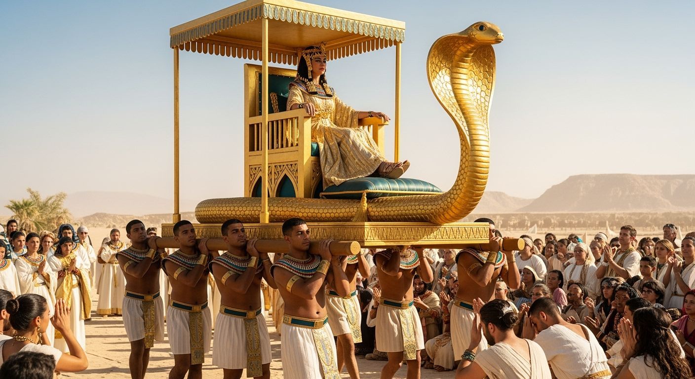 Majestic Egyptian Queen on Ornate Cobra Throne