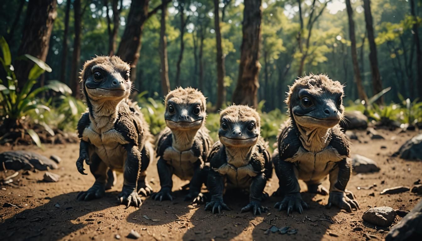 Five Cute Baby Animals in Cinematic Style