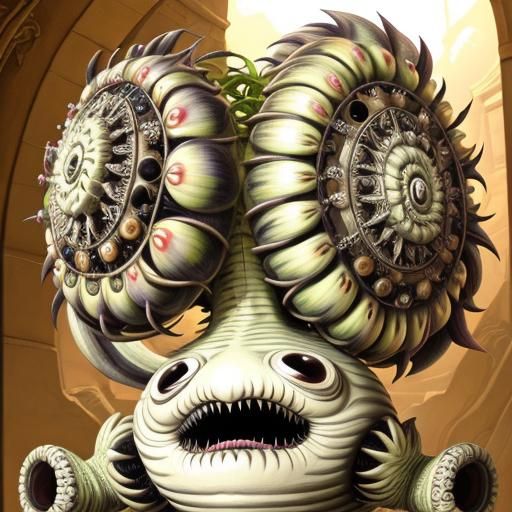 Cute Alien Plant Wizard in Maximalist Style