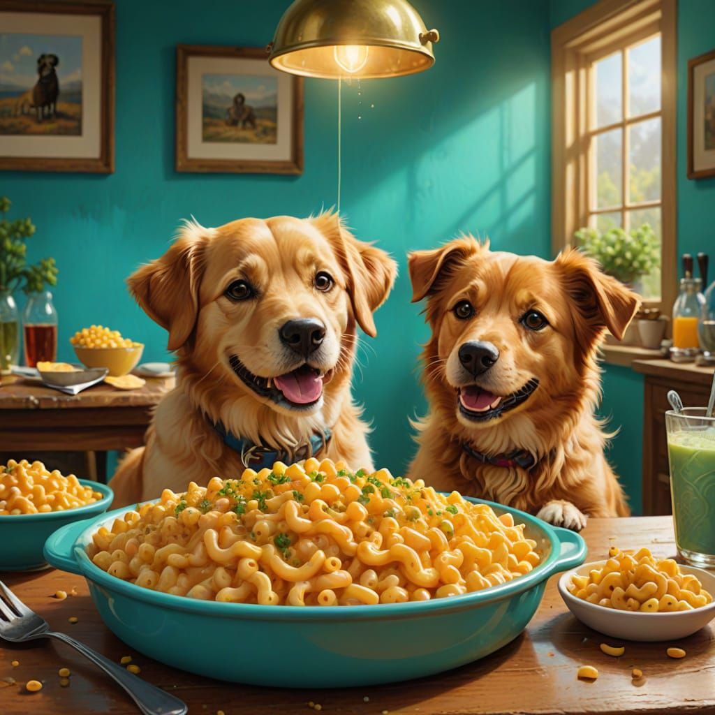 Whimsical Mac and Cheese Feast in Vibrant Digital Art