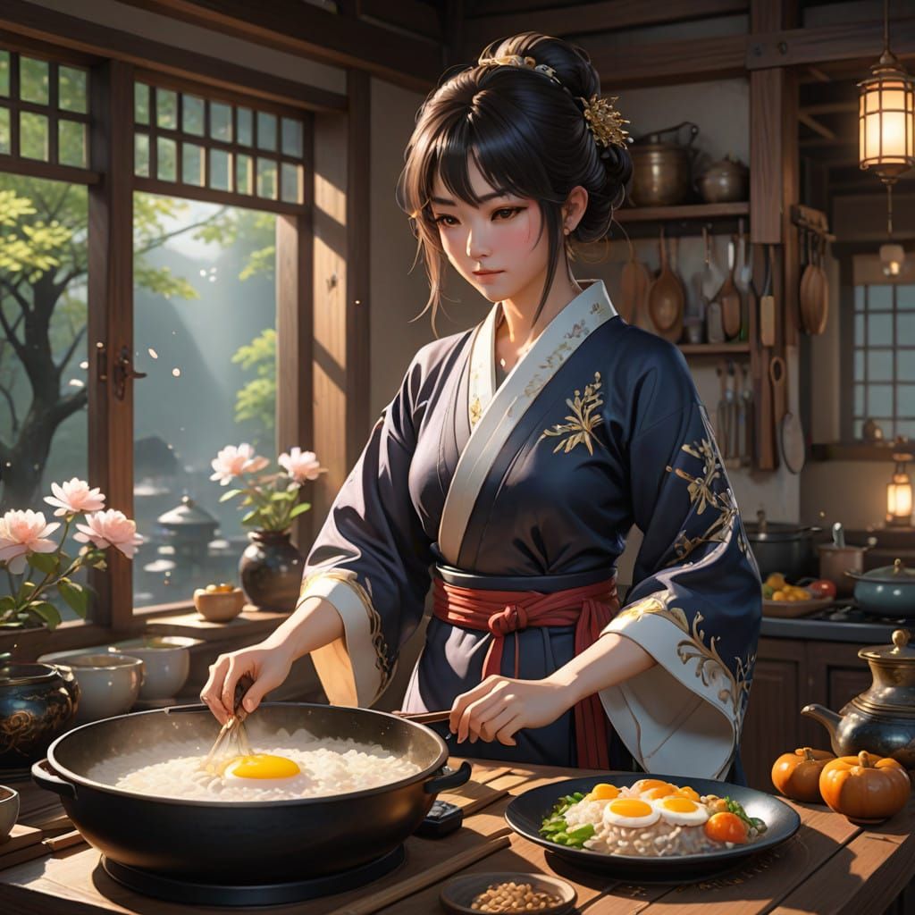 Traditional Japanese Breakfast in Soft Morning Light