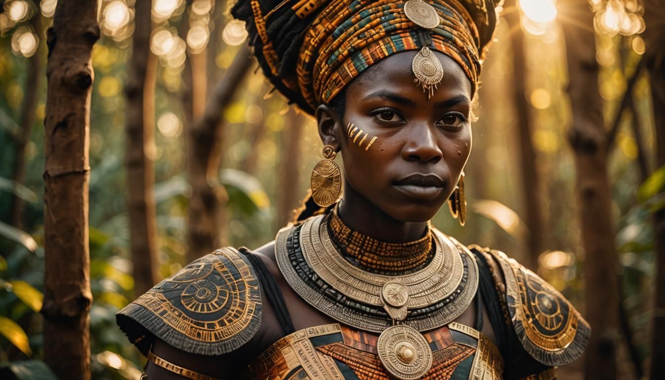 Dahomey Amazon Warrior: High-Fashion Afrocentric Portrait