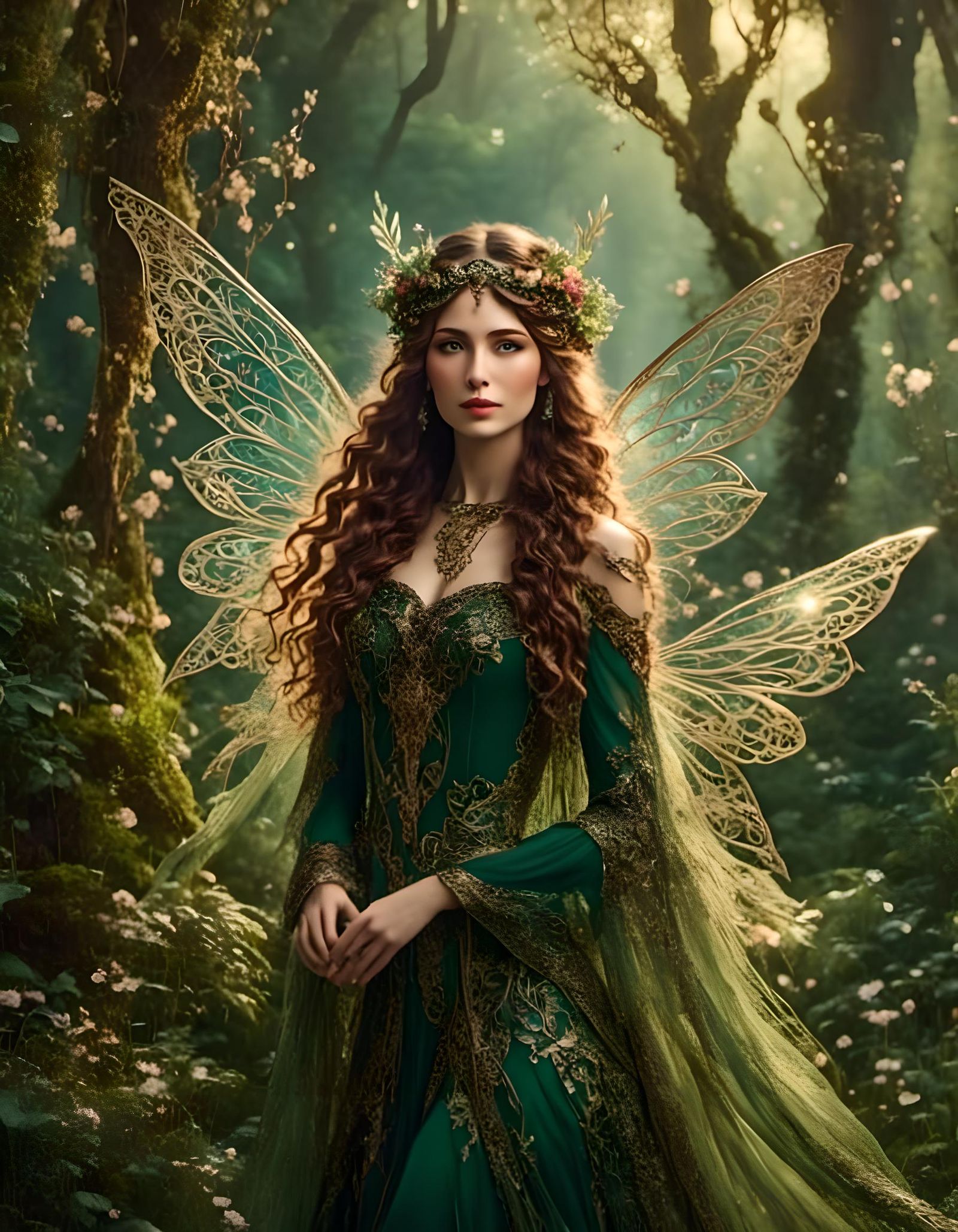 <lora:AntlerGirls:1.0> <lora:Jewled Fairys:1.0>  A beautiful ethereal Fairy flying in a springtime forest